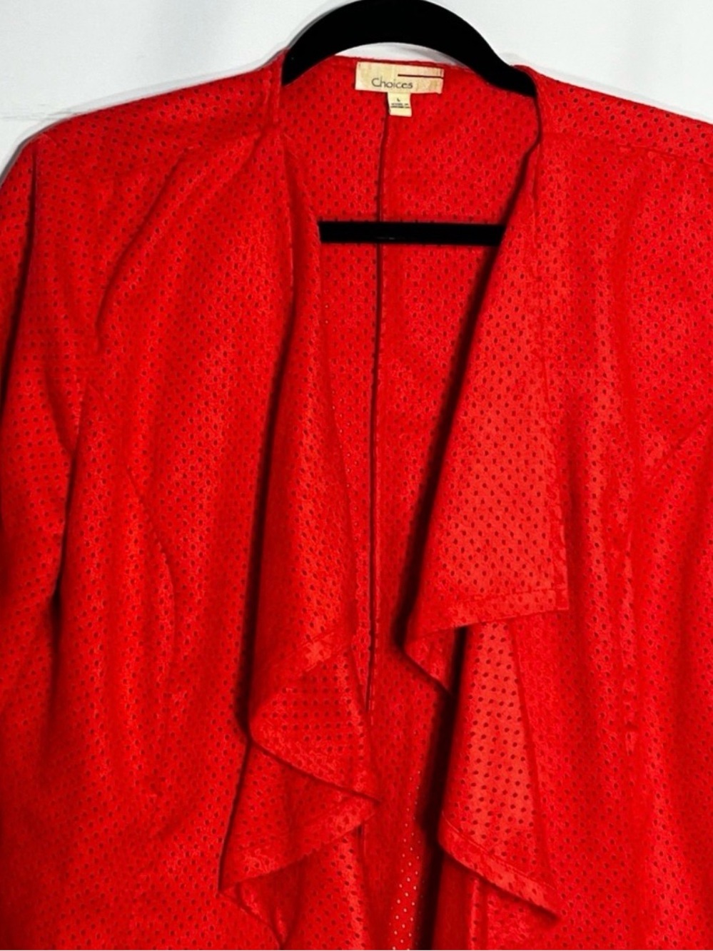 Choices Red Ruffle-Front Open Blazer - Picture 4 of 8